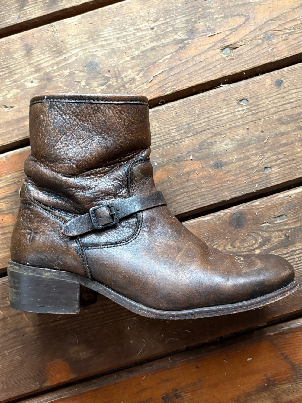Frye Brown Leather Boot with Buckle